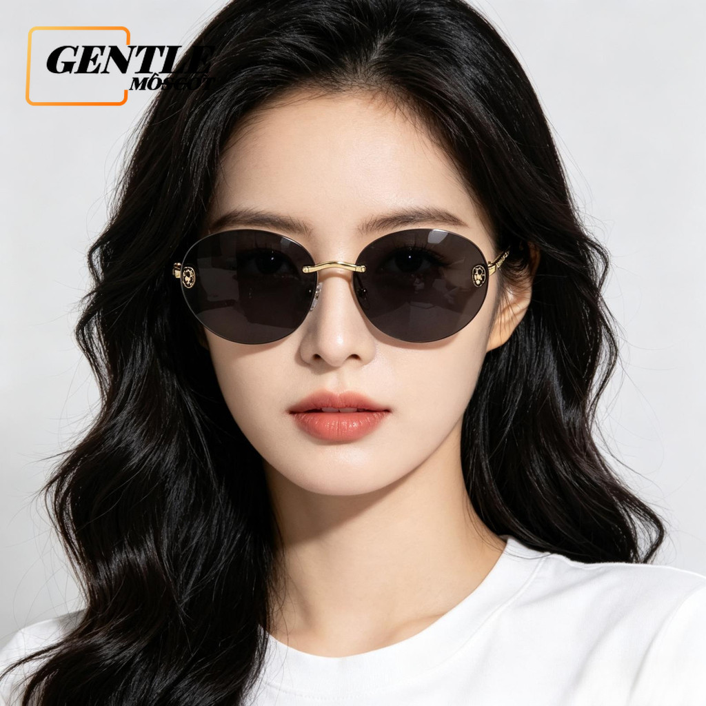 (GENTLE MOSCOT)Euro-American New Arrival Rimless Large Oval UV400 แว่นกันแดด Unisex, Sunglasses for 