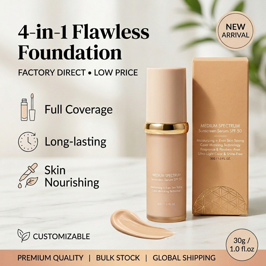 Four-in-One Color-Changing Liquid Foundation ติดทนนานไม่มีแต่งหน้าไม่มีแป้งคอนซีลเลอร์Moisturizing L