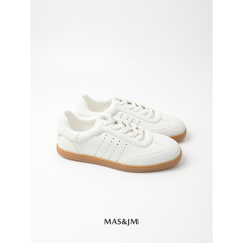 MAS & JM Foot Feel Super Good All-Match Sheepskin German Training Shoes Full Leather Casual White Sh
