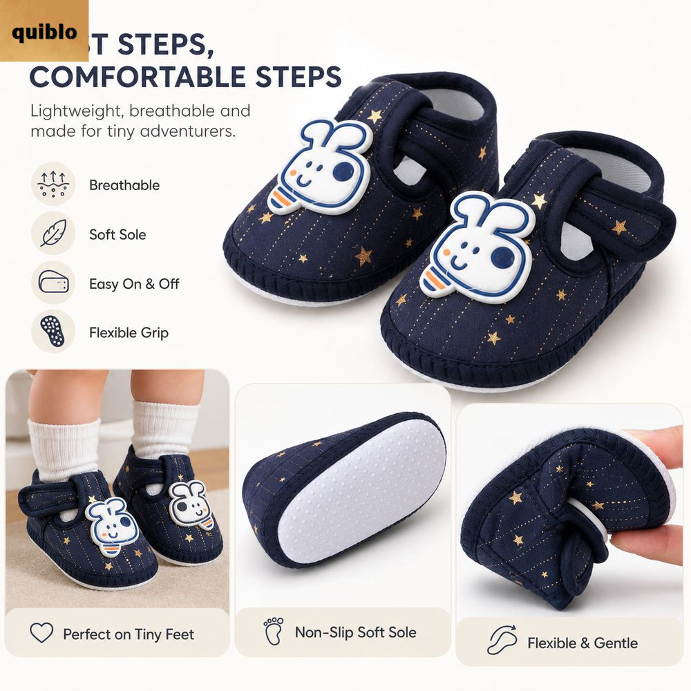QUIBLO Infant Walker Shoes, Soft Sole Breathable First Walker Shoes, Cute Cartoon Animals Anti-slip 