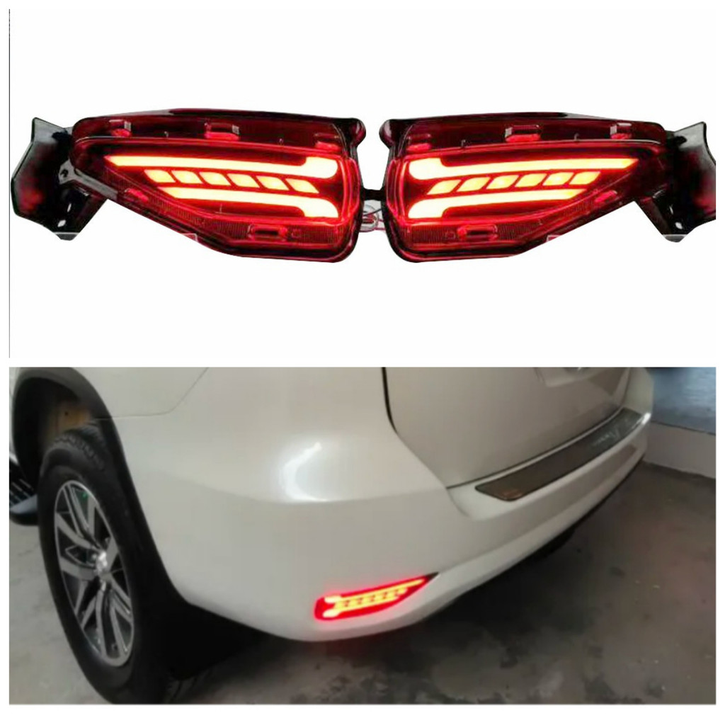 2 ชิ้น/เซ็ตด้านหลังกันชนสําหรับ Toyota Fortuner SW4 2015 2016 2017 2018 2019 2020 LED Reflector หมอก