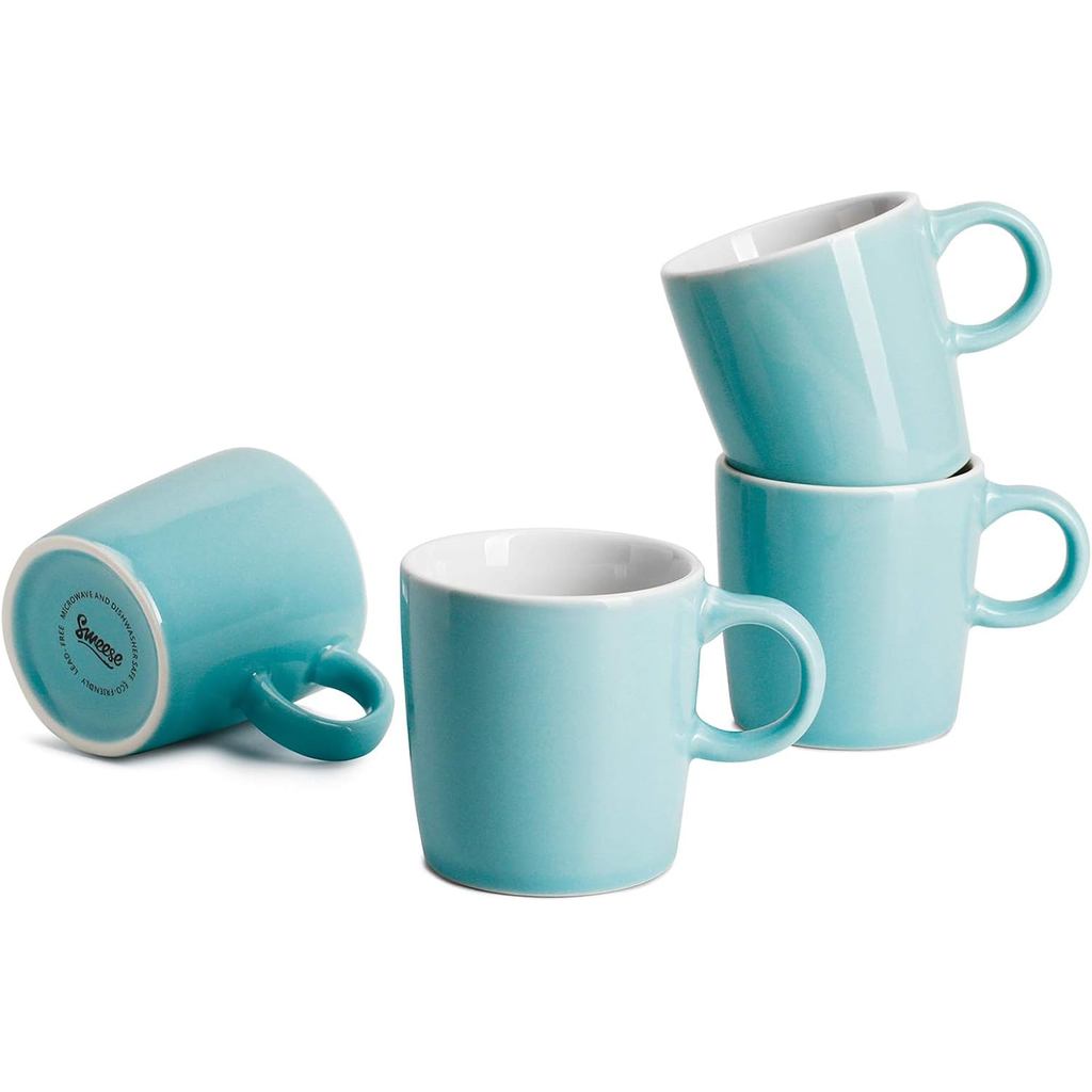 Sweese 3.5oz Porcelain Espresso Cups ชุด 4 ชิ้น, แก้วกาแฟขนาดเล็ก Demitasse Cups - Turquoise 9QXA