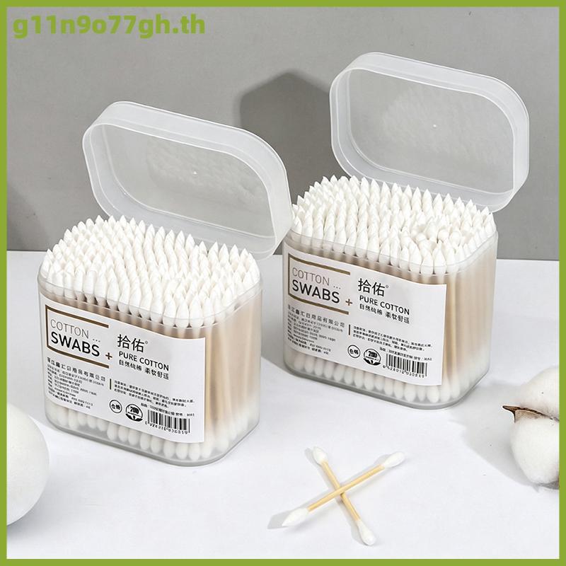 GNH 100/200ชิ้นแบบใช้แล้วทิ้งที่บ้านหัวคู่ทำความสะอาดหูคอตตอนบัด th