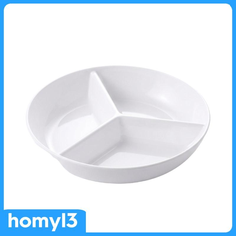 [Homyl3] Low Dividers Tableware Round Divider Plate Glossy Surface PP 3-Compartment Plate