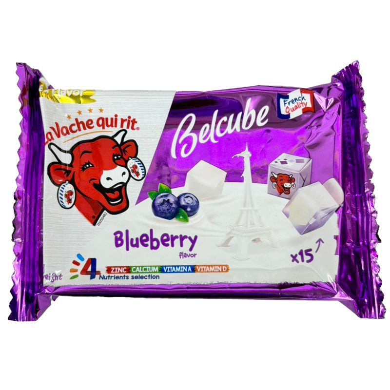 เดอะลาฟวิ่งคาวเบลคูย์บบลูเบอร์รี่ 78กรัม The Laughing Cow Belcube Biueberry 78g. [หมายเลขบาร์โค้ด 3073781203875 ]