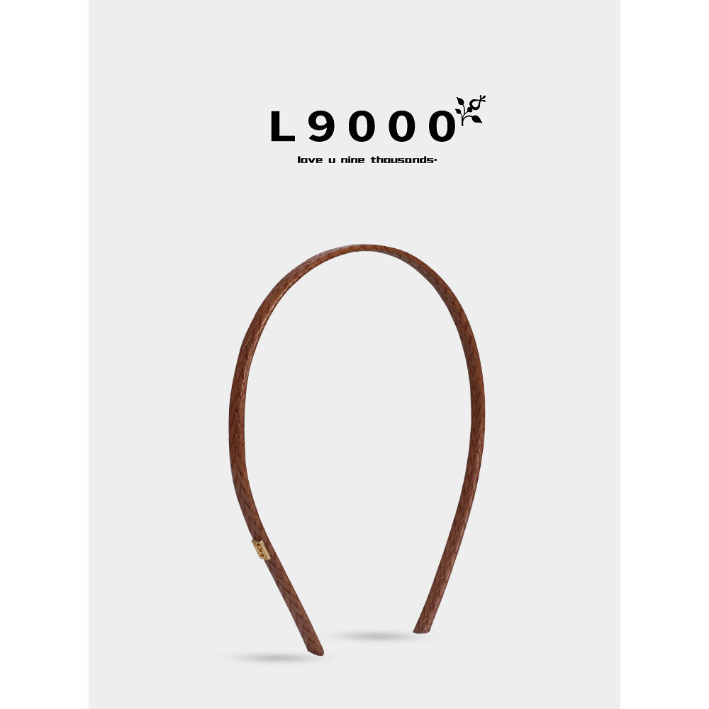 L9000/Retroภาษาฝรั่งเศสคําอารมณ์เรียบง่ายบางขอบแถบคาดศีรษะผู้หญิงInfluencerถักPUหนังHairpinประณีตHea
