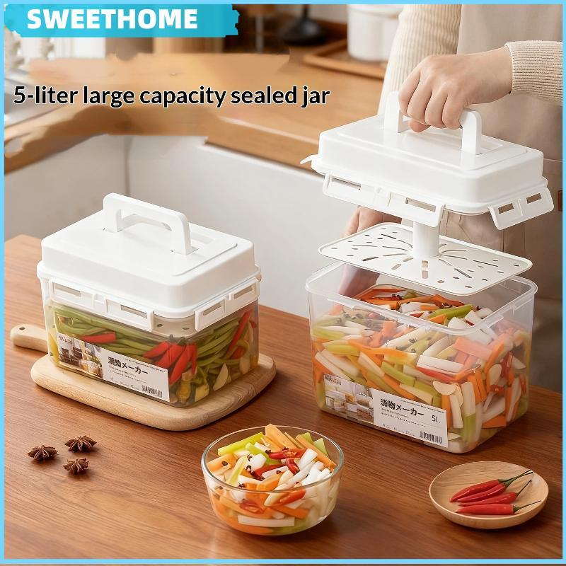 SWEETHOME W 5L กิมจิกดภาชนะเก็บผักดองสําหรับ Gherkin Sauerkraut Storage และหมัก