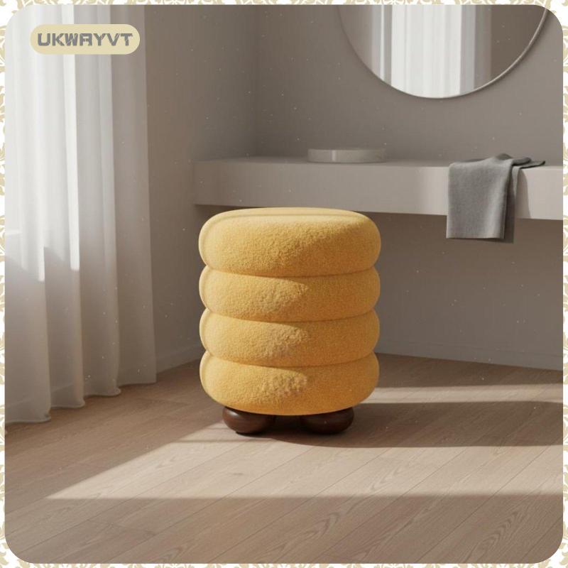 [ukwryvt] Boucle Vanity Stool Cute Vanity Soft Seat Boucle Ottoman Chair for Girls, Women, Bedroom