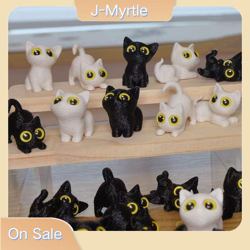 J-Myrtle 5 ชิ้น Mini Cat Decor รูปปั้นน่ารัก 3D พิมพ์ Cat Decor ตุ๊กตาสําหรับห้องนั่งเล่นเดสก์ท็อป C