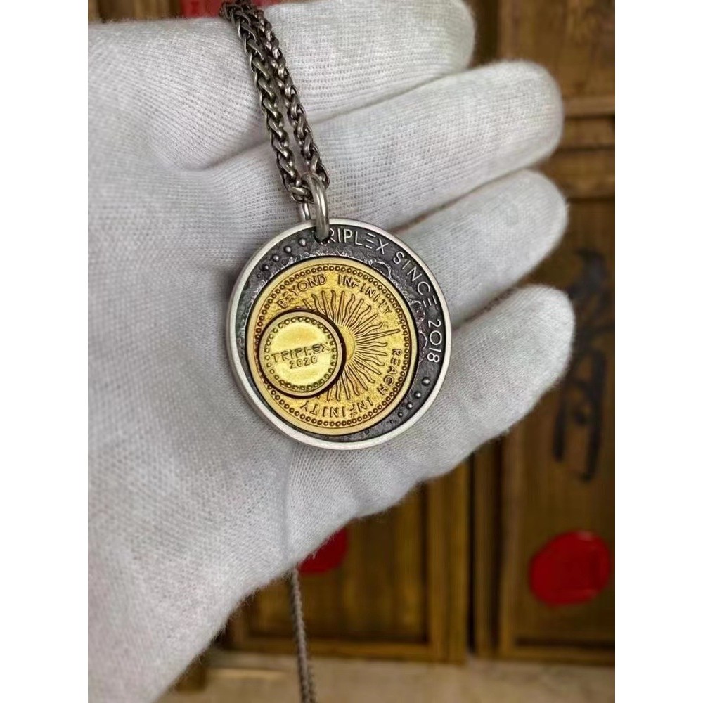 Vintage Greek Mythology Planet Sun-Moon รอบหมุนได้จี้สร้อยคอแฟชั่น Amulet คู่ Hoodie สร้อยคอ