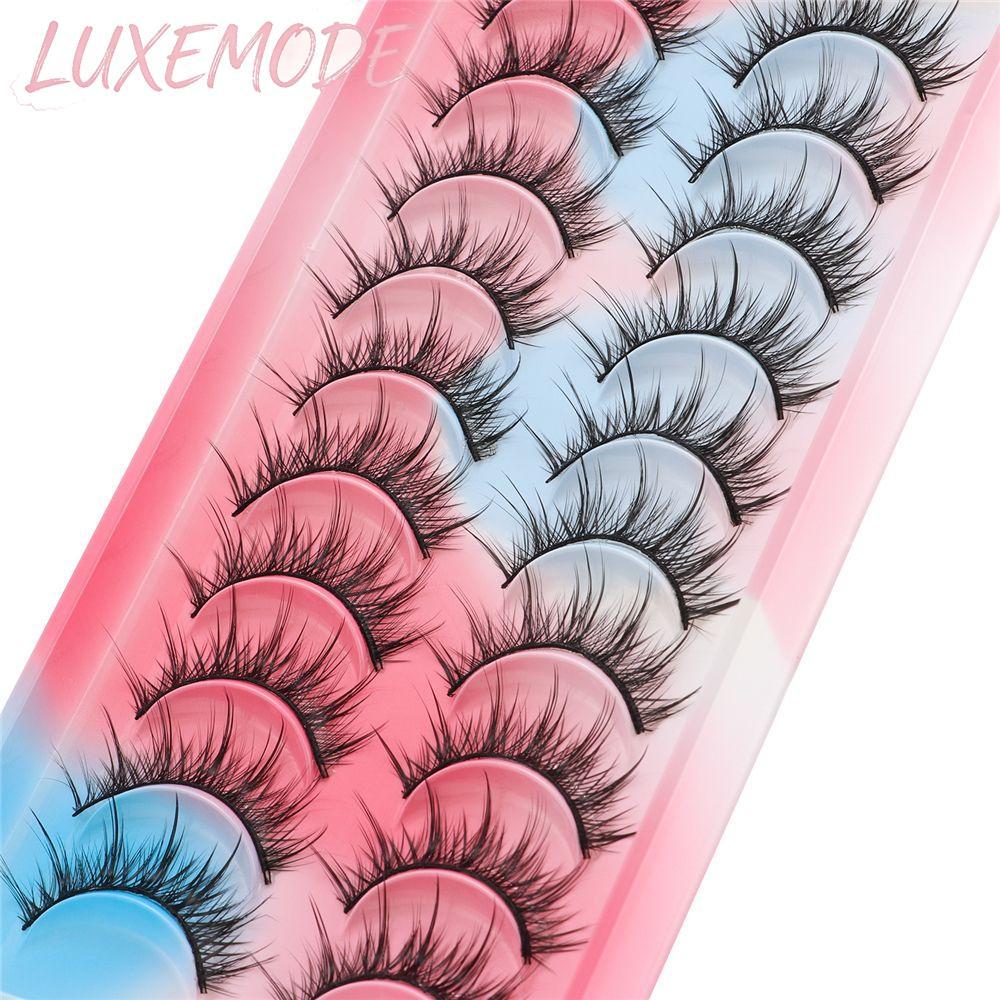 LUXEMODE 10 คู่ Manga Lashes Spky Natural Wispy Dramatic Fluffy Mink Lashes