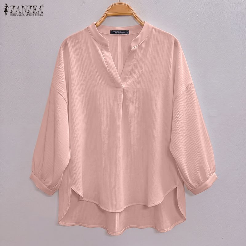 ZANZEA เสื้อเบลาส์คอวีแขนยาวสูงเกาหลีสําหรับผู้หญิง — صورة 5