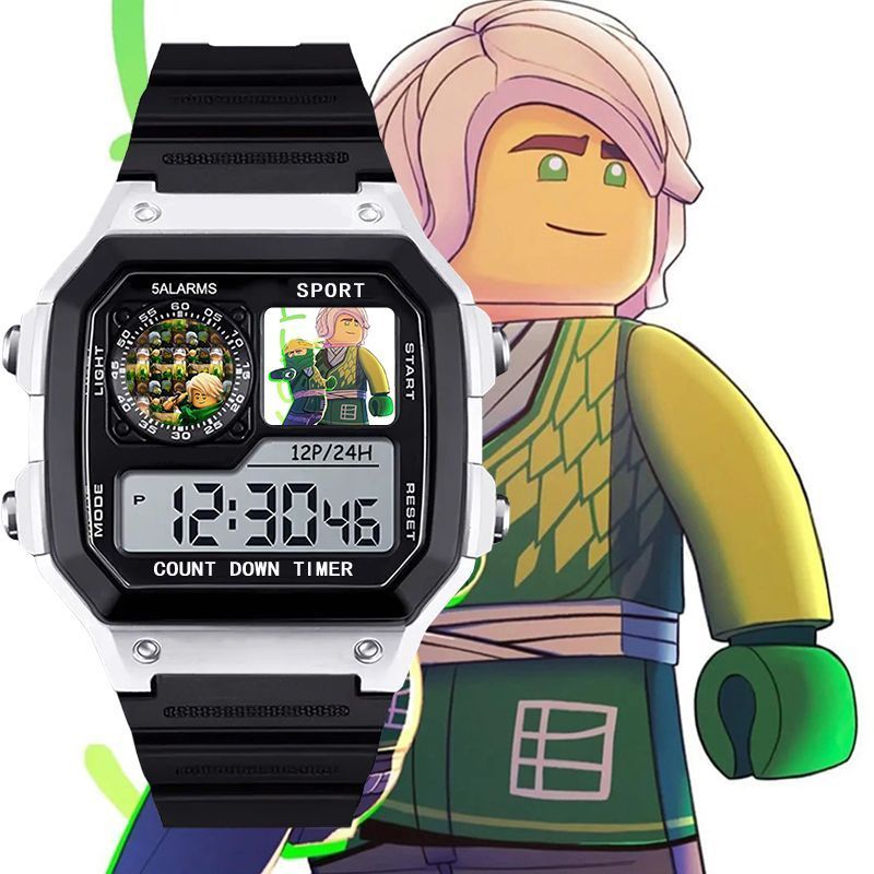สองมิติ Lego Phantom Lloyd Kaijie นักเรียนกีฬานาฬิกานาฬิกาปลุก Chronograph วันที่นาฬิกาข้อมือประณีต