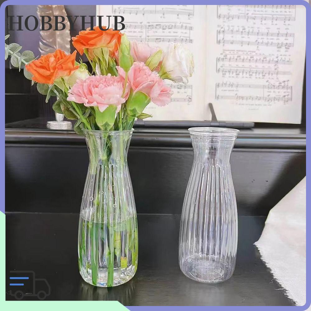 HOBBYHUB แจกันลาย,ช่อดอกไม้ DIY อุปกรณ์ Hydroponic พลาสติกแจกันดอกไม้,ของขวัญตกแต่งบ้านโปร่งใสตกแต่งแจกัน