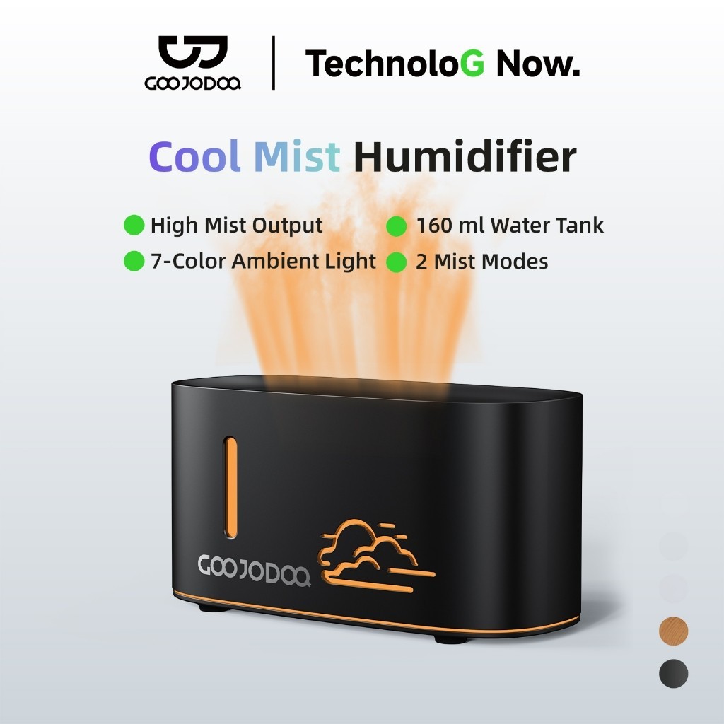 GOOJODOQ Mini Humidifier Aroma Diffuser Mist & Aroma 2 In 1 2 Flexible Mist Modes 7-Color Light