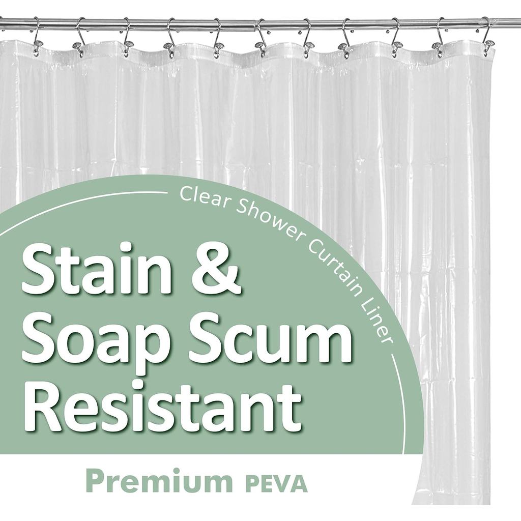 Barossa Design Oeko-tex Certified Shower Curtain Liner ขนาดมาตรฐาน ใส