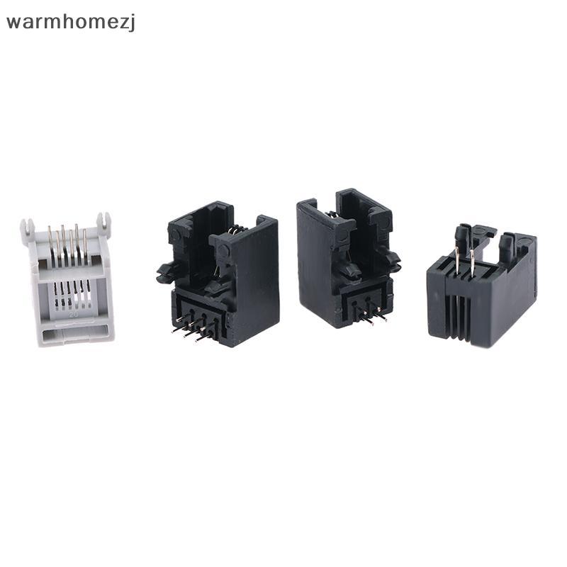 Warmhomezj 10PCS RJ11 4P4C/6P6C/6P4C หญิง PCB โทรศัพท์ Soet Connector WAR