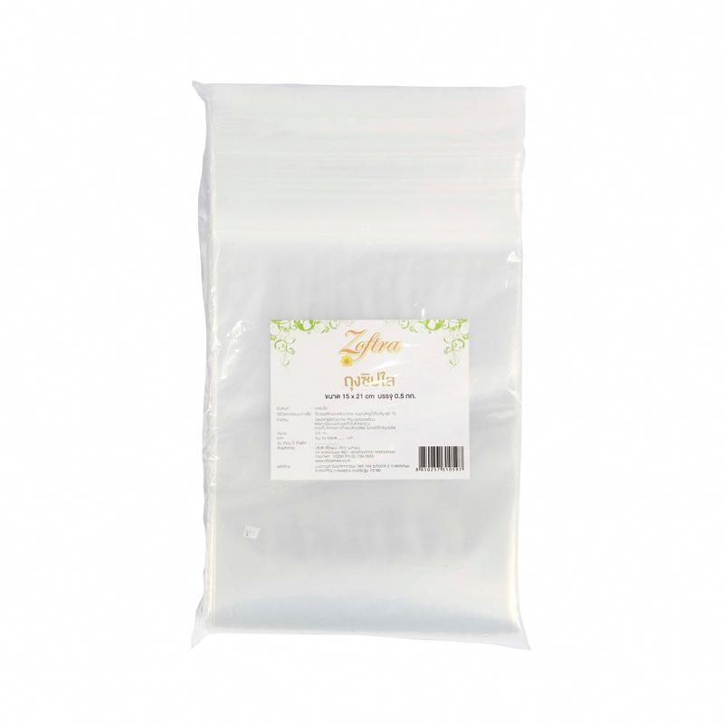 ZOFTRA ถุงซิปพลาสติก ขนาด 15x21 ซม. (แพ็ค 0.5 กก.)