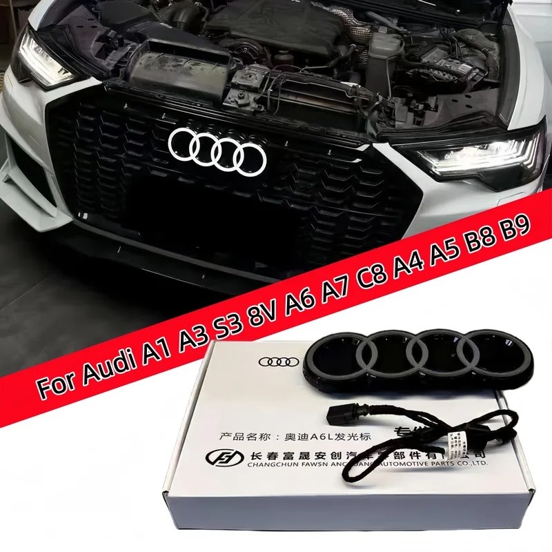 Ly OEM สําหรับ Audi A6 A7 A1 A3 S3 8V A4 A5 B8 B9 Grille โลโก้แสง 4KD853605