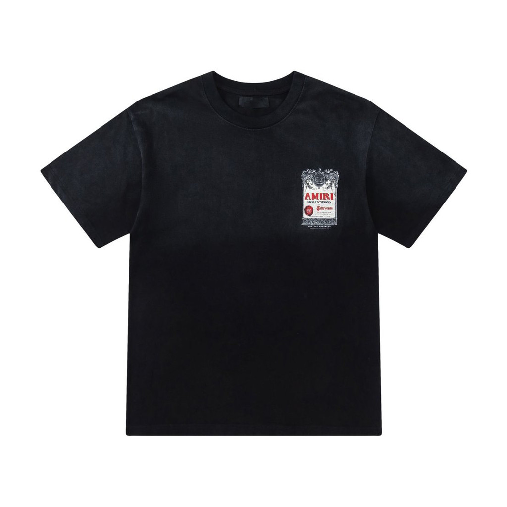 N3OQ AMIR * พิมพ์ล้าง Distressed 300g เสื้อยืดคอกลมแขนสั้นด้านบนผู้ชายผู้หญิง