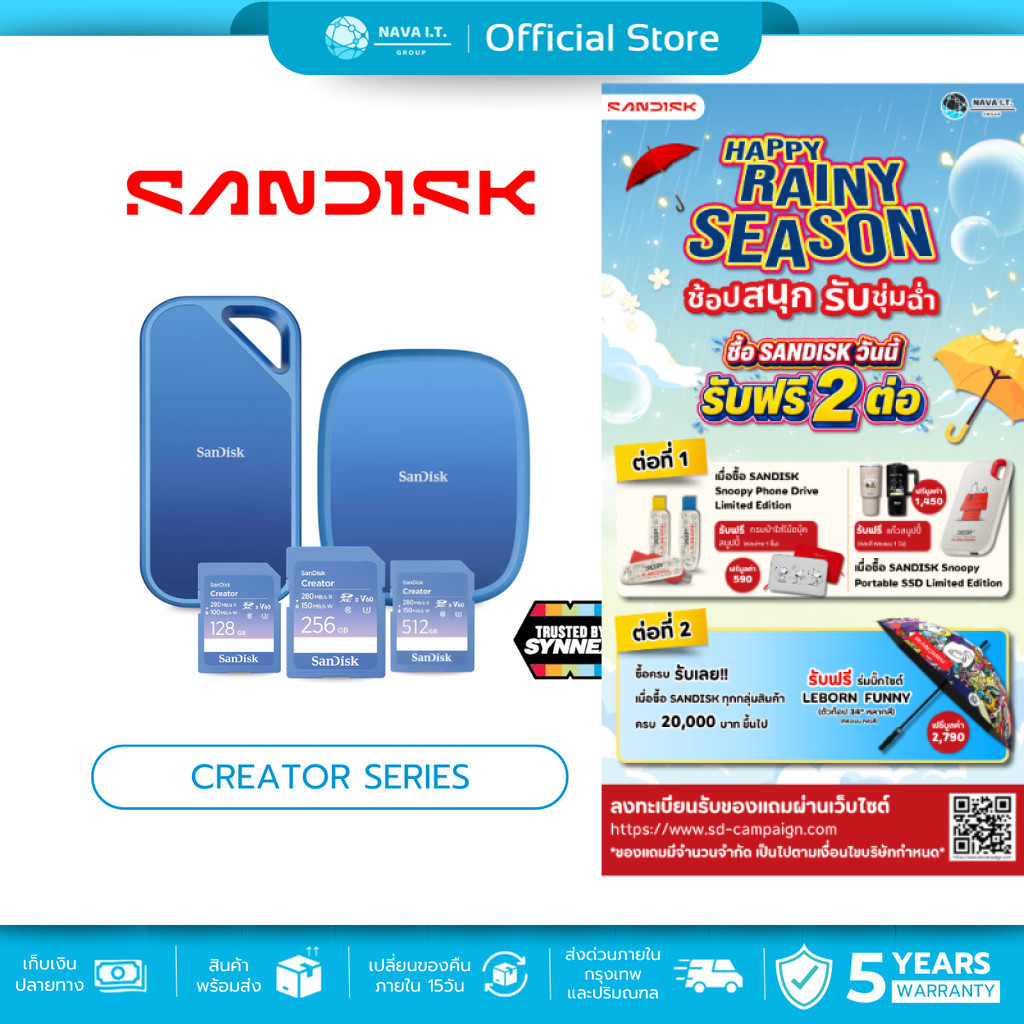 (มีส่งด่วน) SANDISK Creator Series CREATOR SD / SSD PRO CREATOR / CREATOR PHONE SSD ถ่ายโอนข้อมูลได้