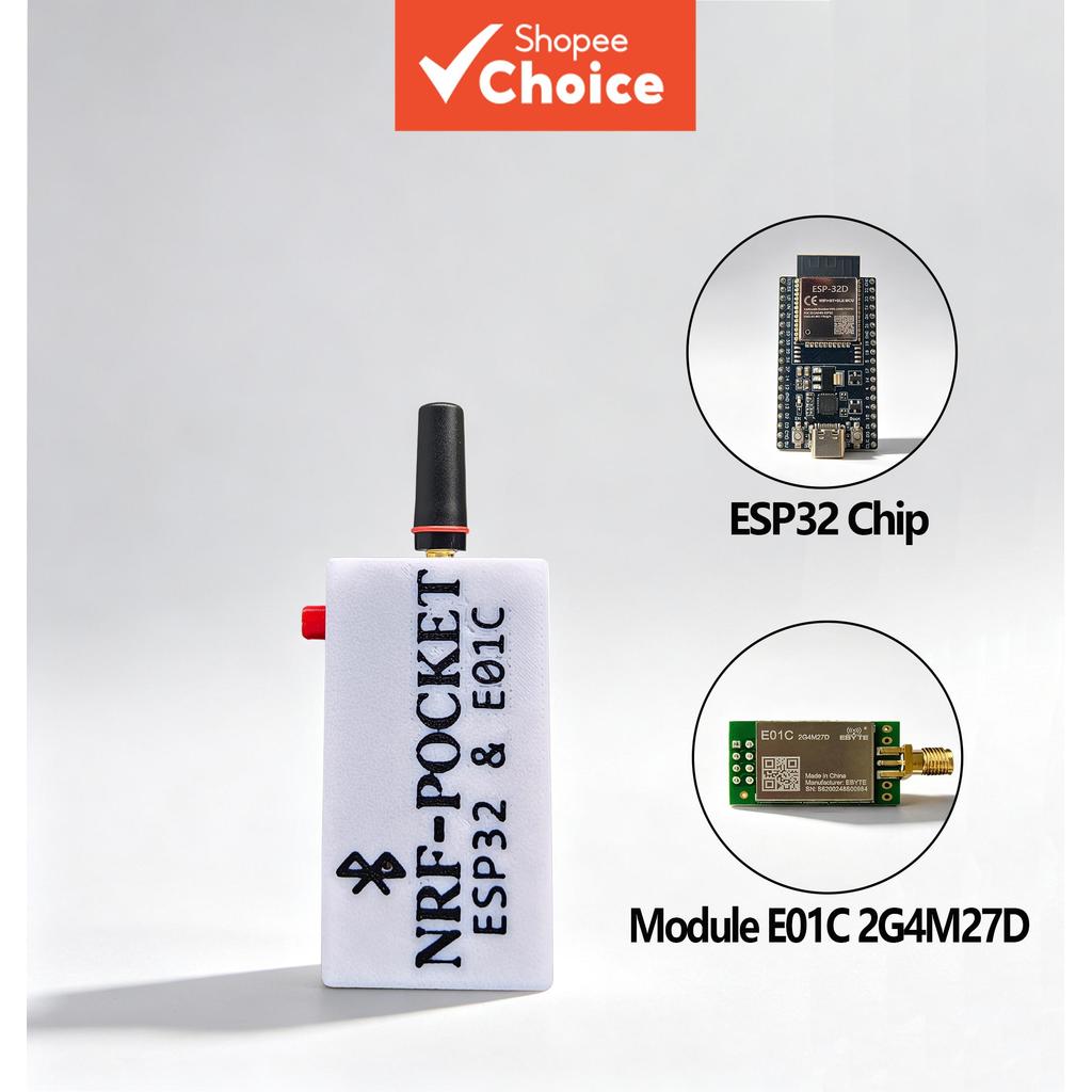 ชุดพัฒนา ESP32 + NRF24L01 (E01C-2G4M27D) อัปเกรดเสาอากาศ ตัวบล็อกสัญญาณบลูทูธ อุปกรณ์เสริมการสื่อสาร