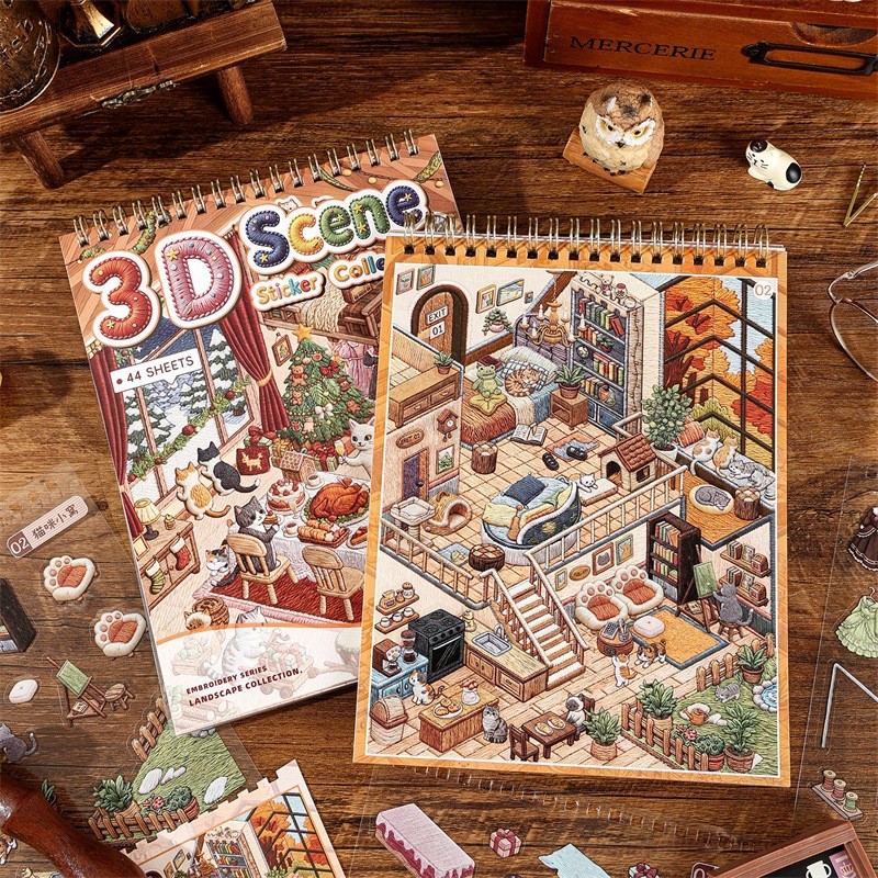 Yujian Eslite Fairy Tale Town Series สติ๊กเกอร์ภูมิทัศน์คอลเลกชันหนังสือเด็ก DIY ม้วนซ้อนสติกเกอร์ภูมิทัศน์