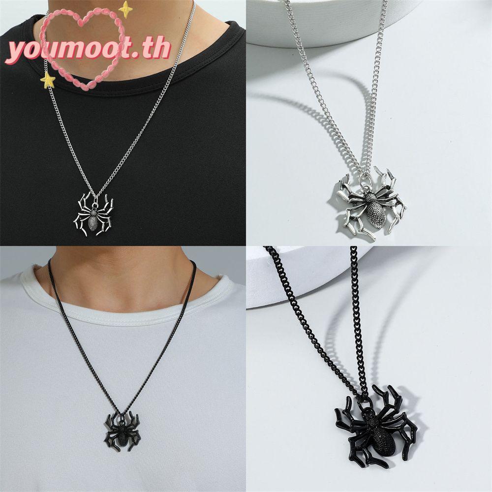 YOUMOOT สร้อยคอจี้แมงมุม Street Biker เครื่องประดับของขวัญสีเงิน Choker Punk Rock