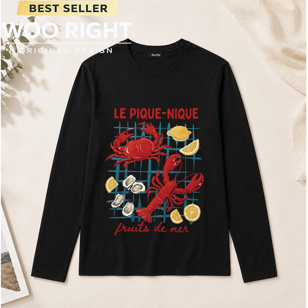 COD Woo Right เสื้อแขนยาว เสื้อยืดแขนยาวที่อกมี LE PIQUE-NIQUE