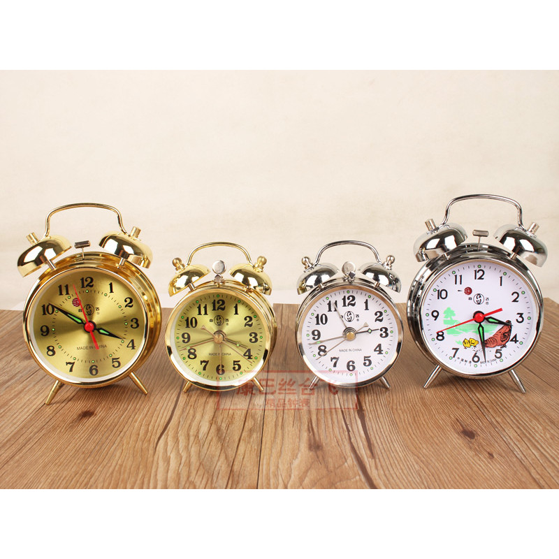 Old-fashioned Heping Mechanical นาฬิกาปลุกขนาดเล็กไก่จิกข้าว Double Bell Alarm Clockwork Horseshoe M