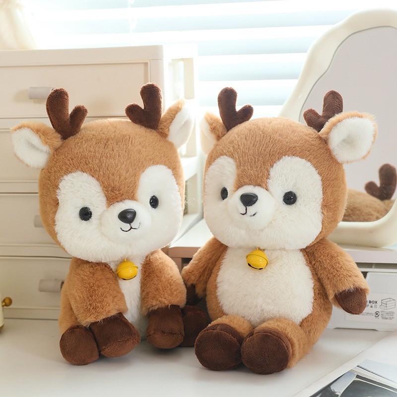 Fawn Plush Toy Option A Option B Option C Bell Small Antlers สีน้ําตาลสีขาวของขวัญสัตว์นุ่ม