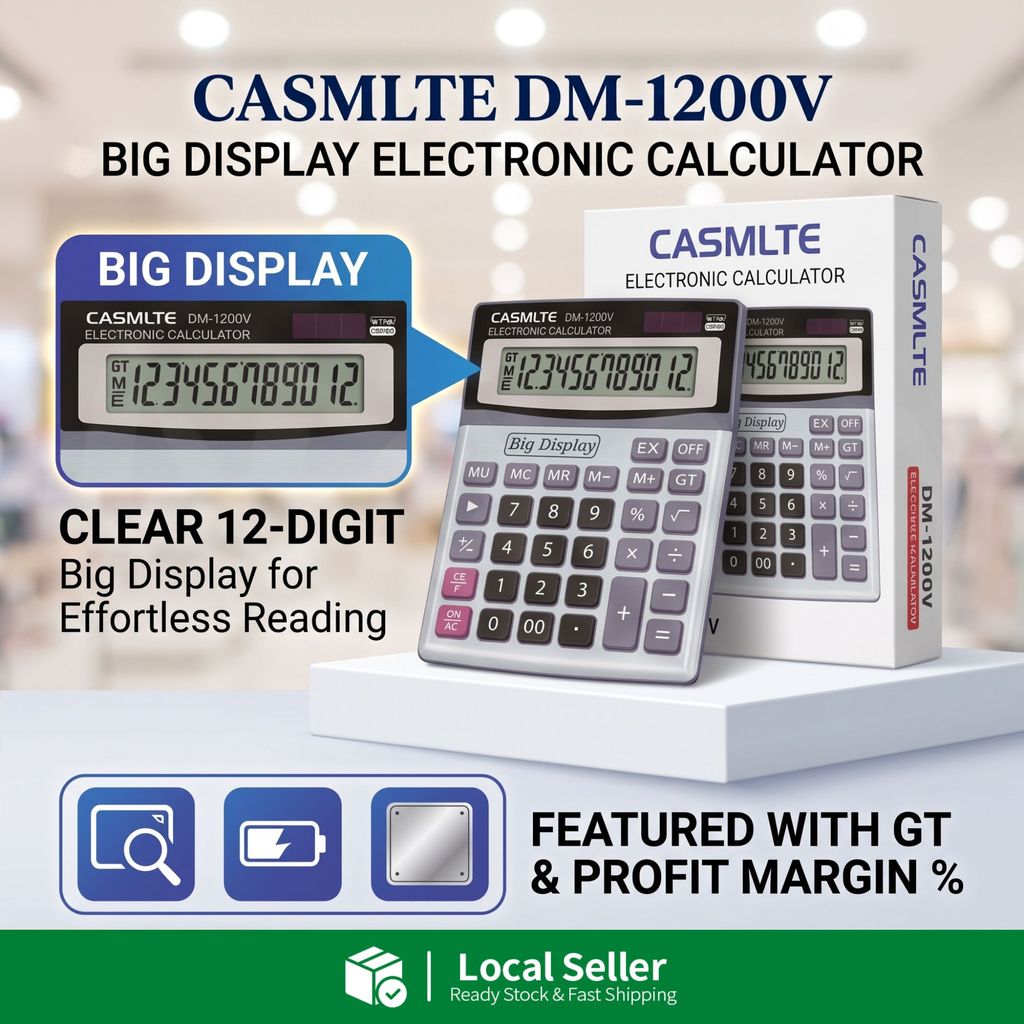 CASMLTE DM-1200V เครื่องคิดเลขอิเล็กทรอนิกส์ Big Display สํานักงานโรงเรียนโต๊ะเครื่องคิดเลขขนาดใหญ่ค