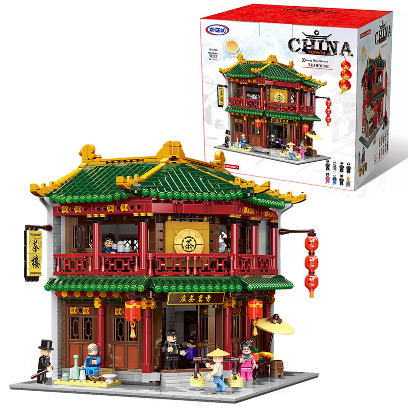 Xingbao 01021 China Town Series Teahouse Building Blocks สถาปัตยกรรมจีนอิฐของเล่นของเล่น