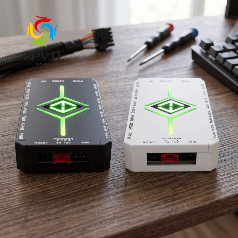 APVTI PWM Fan Hub, 1To9 Port ARGB Fan Hub, Splitter 5V 3 Pin ARGB Controller SATA Power Supply Fan S