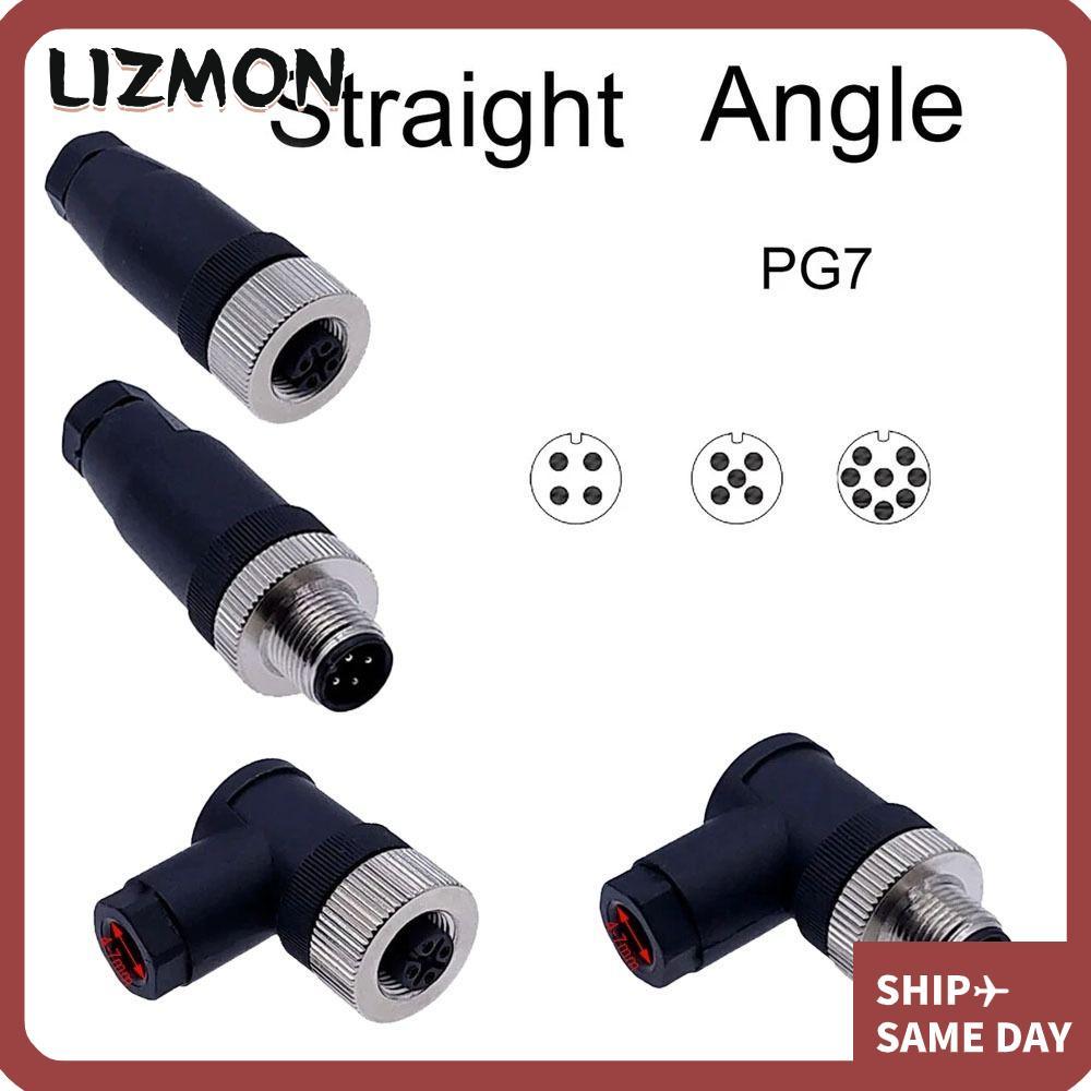 LIZMON M12 Sensor Connector, Connector Sensor Plug M12 Aviation Plug, M12 Sensor Cable Connector PG7