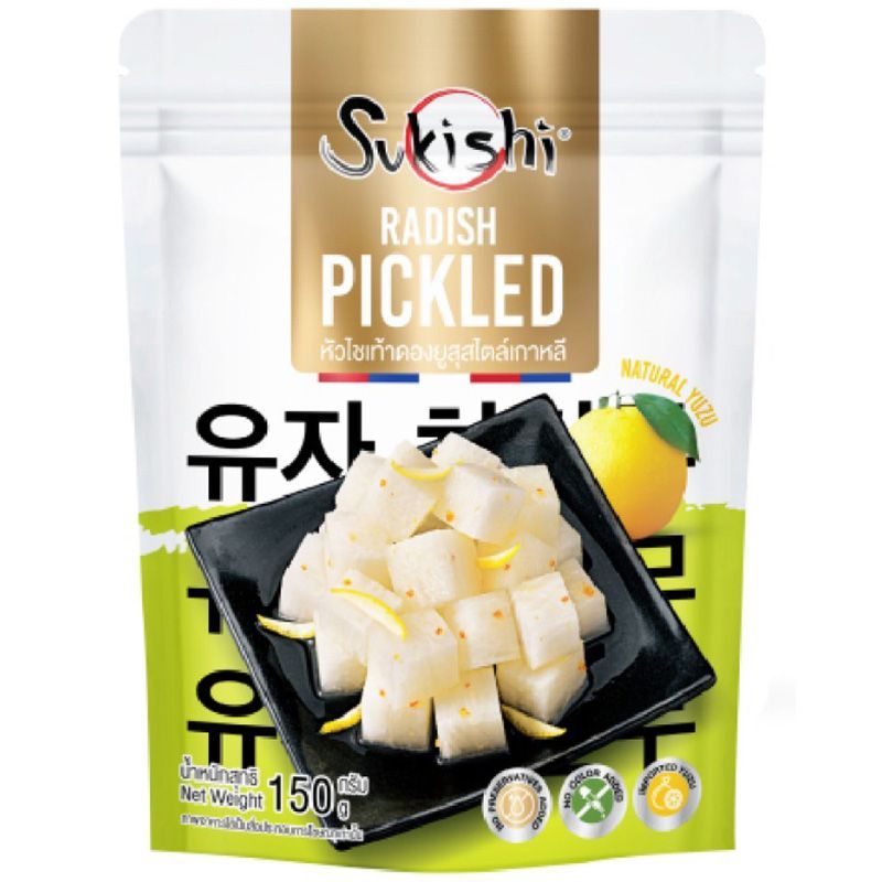 ซูกิชิหัวไชเท้าดองยูสุสไตล์เกาหลี 150กรัม Sukishi Korean Style Yuzu Pickled Radish 150g.