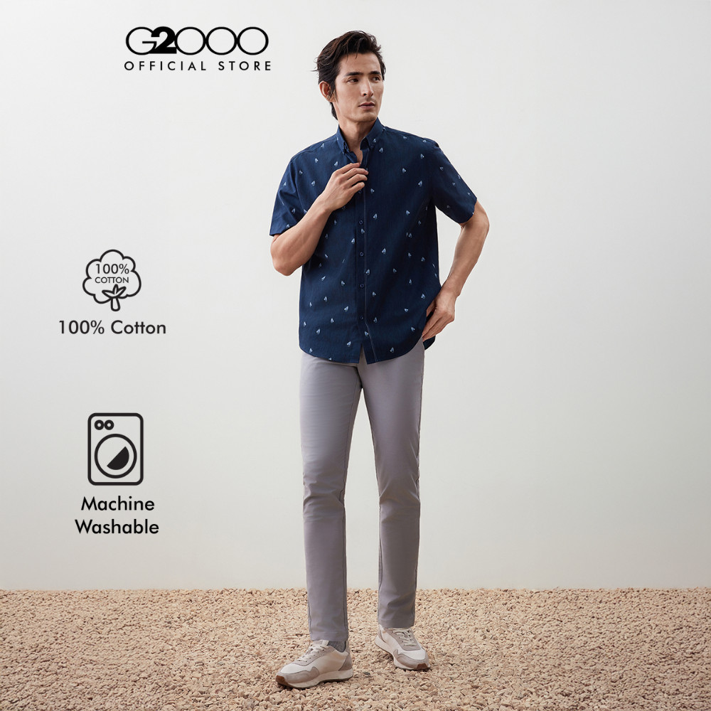 G2000 เสื้อเชิ้ตแขนสั้นลำลองสำหรับผู้ชาย Comfort Fit รุ่น 5613094878 สีน้ำเงินเข้ม