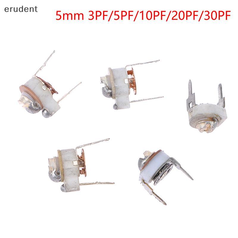 Erudent 5PCS 5 มม.เซรามิคTrimmer CapacitปรับCapacitor TrimmerตัวแปรเซรามิคCapacitor 3PF 5PF 10PF 20P