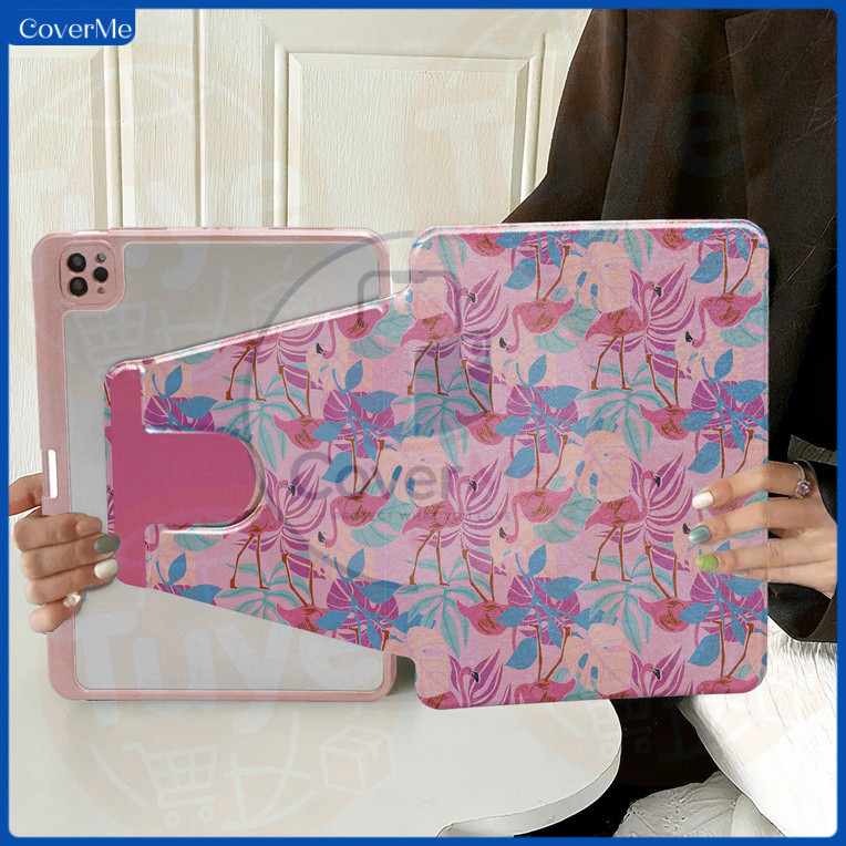 CoverMe เคสฝาพับอะคริลิคลายดอกไม้หมุนได้ 360° สําหรับ Huawei MatePad Pro 10.8 รองรับรุ่น MRR-W29/MMR