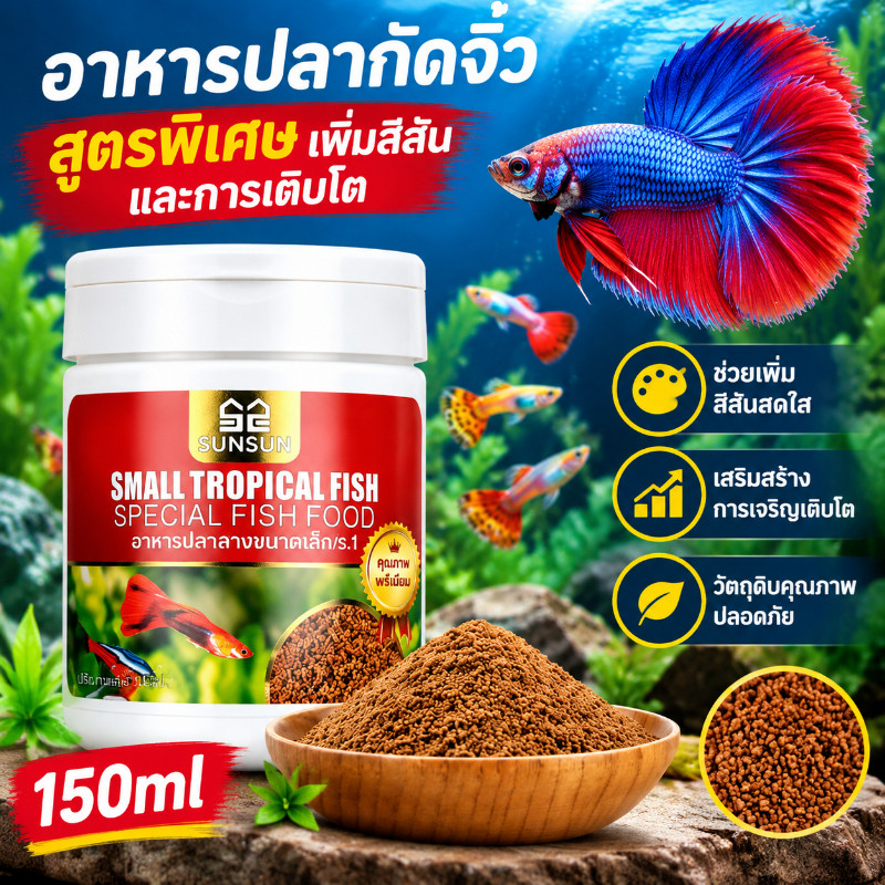COD อาหารปลา 150ML อาหารปลาหางนกยูงโปรตีนสูง อุดมด้วยวิตามิน ช่วยให้ปลาโตไว มีประสิทธิภาพ สีสันสวยงาม ย่อยง่าย