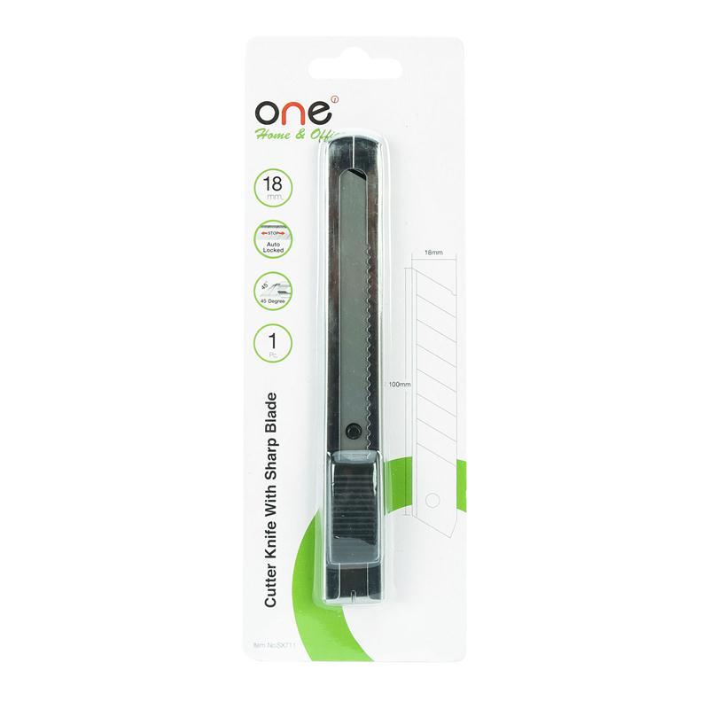 ONE มีดคัตเตอร์ รุ่น SX711 สีเงิน ขนาด 18 มม.