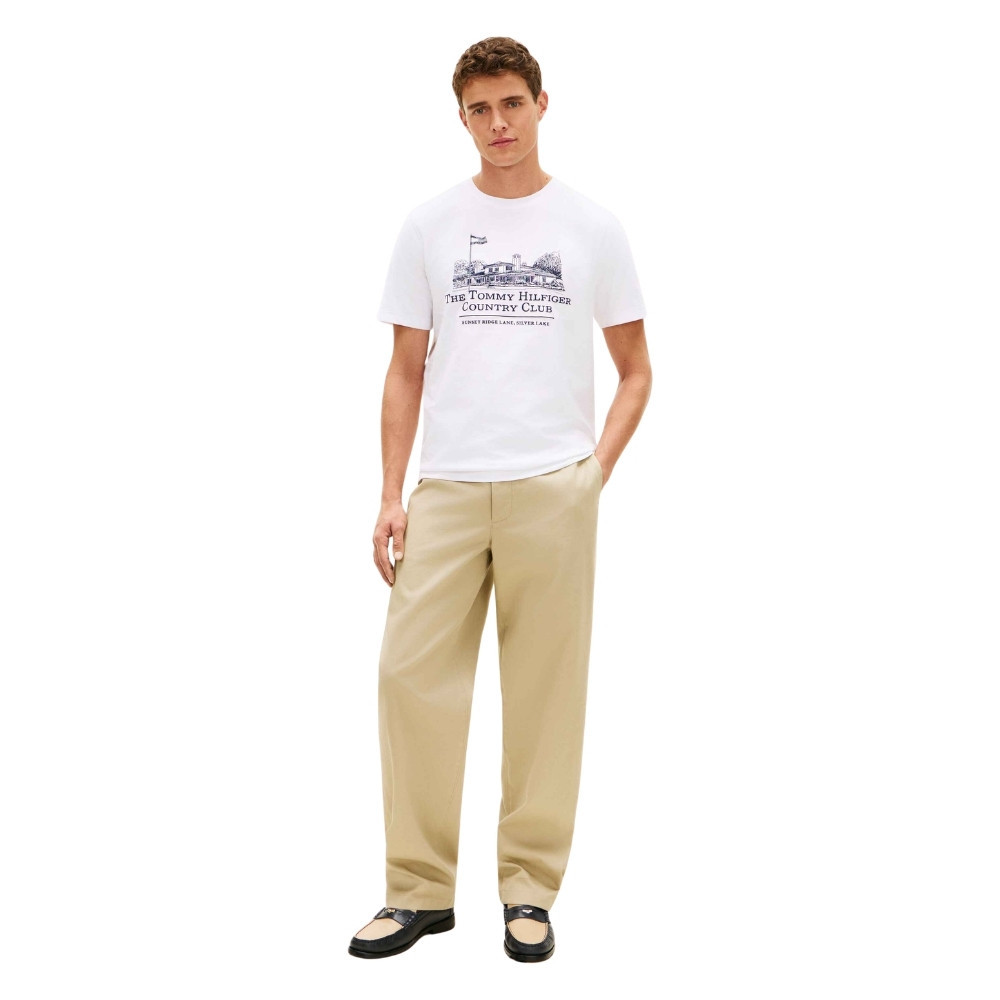 Tommy Hilfiger เสื้อยืด ผู้ชาย รุ่น MW0MW42390 YBR - สีขาว ทรง Regular — صورة 4