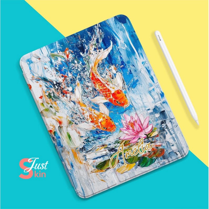 Koi Leaping Over Lotus เคส iPad สําหรับ iPad 10 Air 5 4 3 2 1 Pro 12.9 11", 10.5 10.2 9.7" 5 6 7 8 9