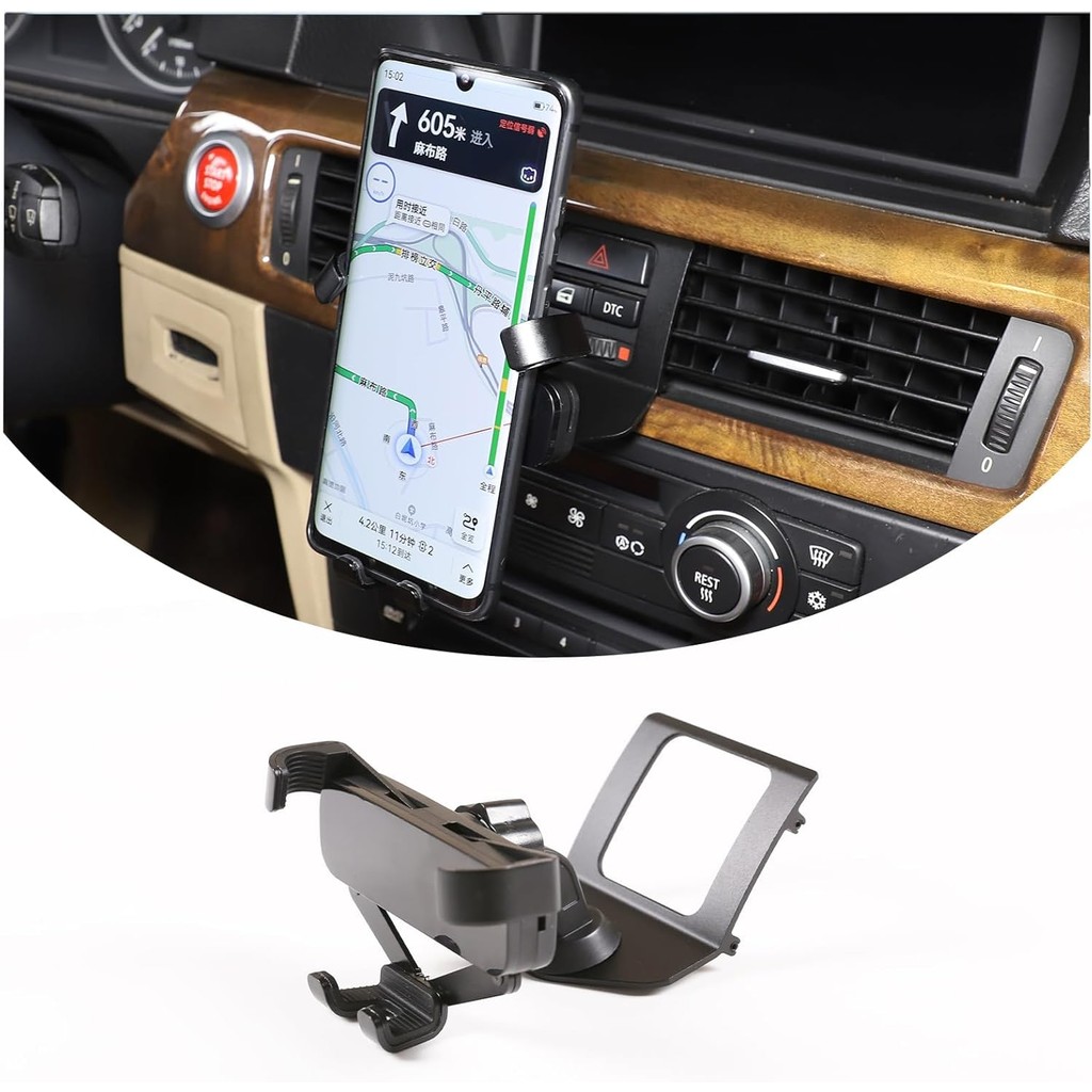 LLKUANG สําหรับ BMW 3 Series E90 E91 E92 E93 ที่วางโทรศัพท์มือถือแบบหมุน 360 องศาสีดํา (สีดํา (B))