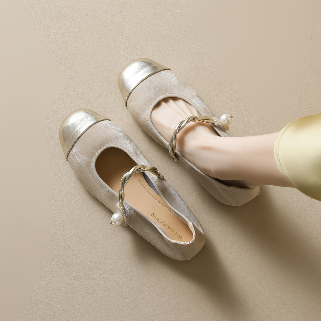 397-1 ฝรั่งเศสรองเท้าแบนผู้หญิงฤดูใบไม้ผลิฤดูร้อน One-Line สายคล้อง Mary Jane รองเท้าปากตื้น Soft So