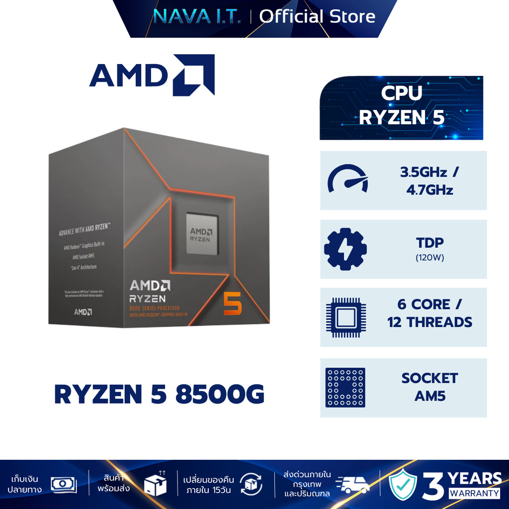 CPU (ซีพียู) AMD RYZEN 5 8500G AM5 6C/12T