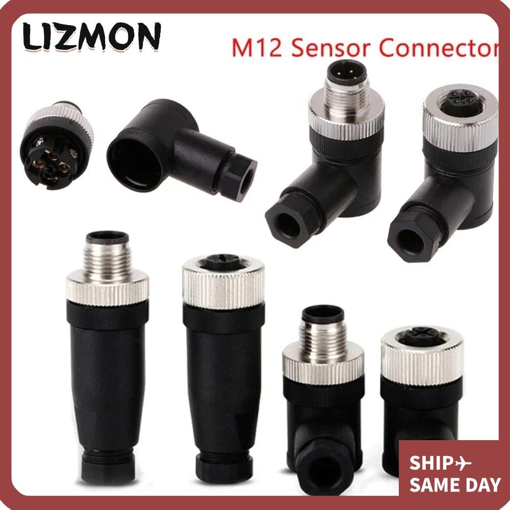LIZMON M12 Sensor Connector, 4 5 8 Pin Sensor Plug M12 Aviation Plug, A Type Sensor Connectors PG7 M