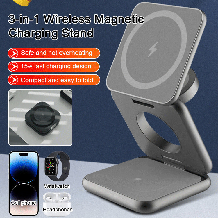 24H Shipping4 in 1 Magnetic Charger Stand พับ Fast CHARGING Dock Station พับแม่เหล็ก ThreeinOne ชาร์