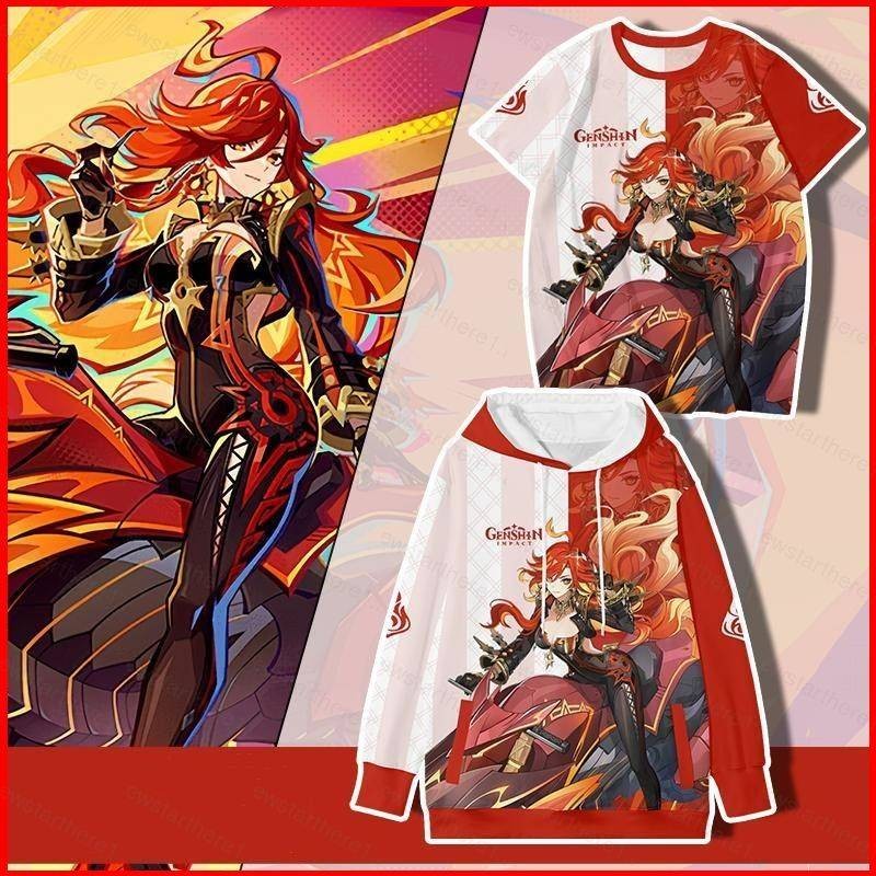 ฮูดีลายการ์ตูน Genshin Impact Mavuika แบบมีซิป สำหรับแฟนเกม