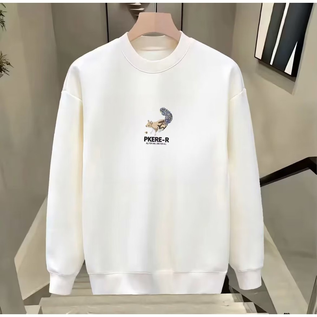 COD 2025 Trendy Men's Youth Fashion Round Neck Casual Pullover Loose Fit Winter 2023 Cotton Printed 